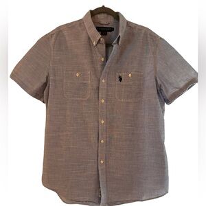 U.S. Polo Assn. Men's Double Pocket Short Sleeve Chambray Shirt, size L